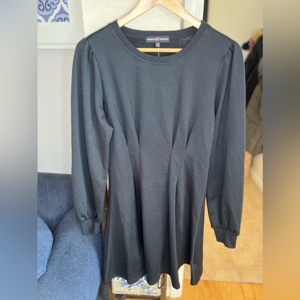Almost Famous Soft Pleated Sweatshirt Dress